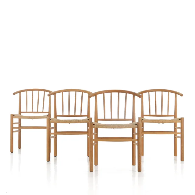 Erik Jørgensen. Set of four oak rocking chairs, model EJ151