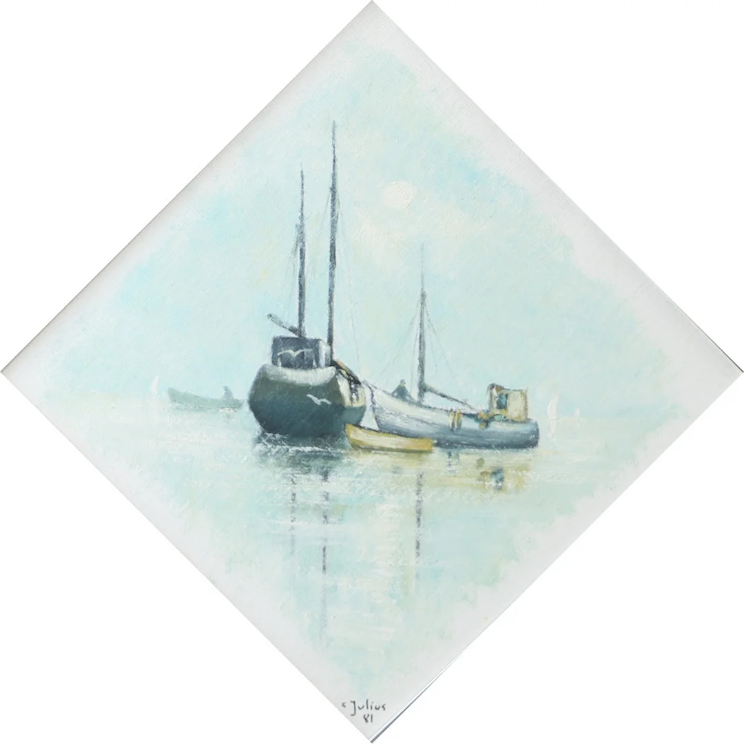 CARL JULIUS. "För ankar", olja på duk, signerad C Julius 81. — Paintings — Helsingborgs Auktionskammare
