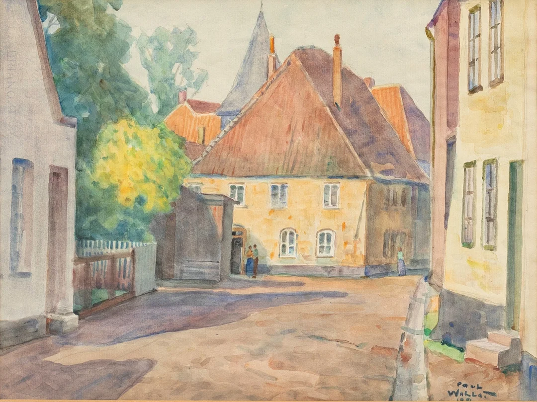 PAUL WALLAT (1879-1966). Stadsmotiv, akvarell på papper, signerad, daterad. — Paintings — Auktionshuset Kolonn