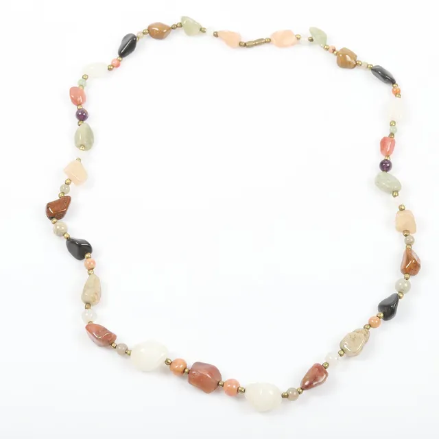 COLLIER, agat, rosenkvarts m. m.