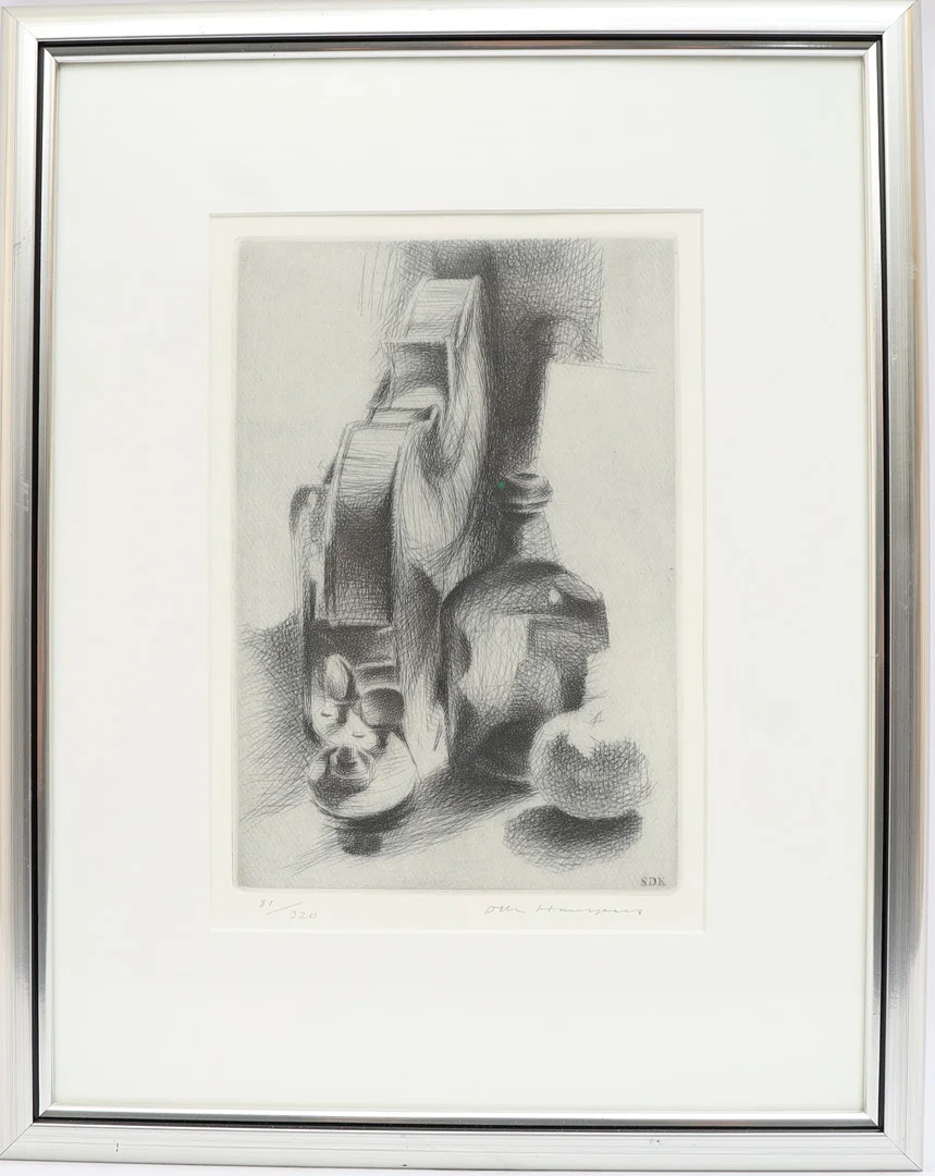 OLLE HANSPERS. Stilleben med fiol, etsning, signerad och numrerad. — Engravings & Prints — Falun Auktionsbyrå