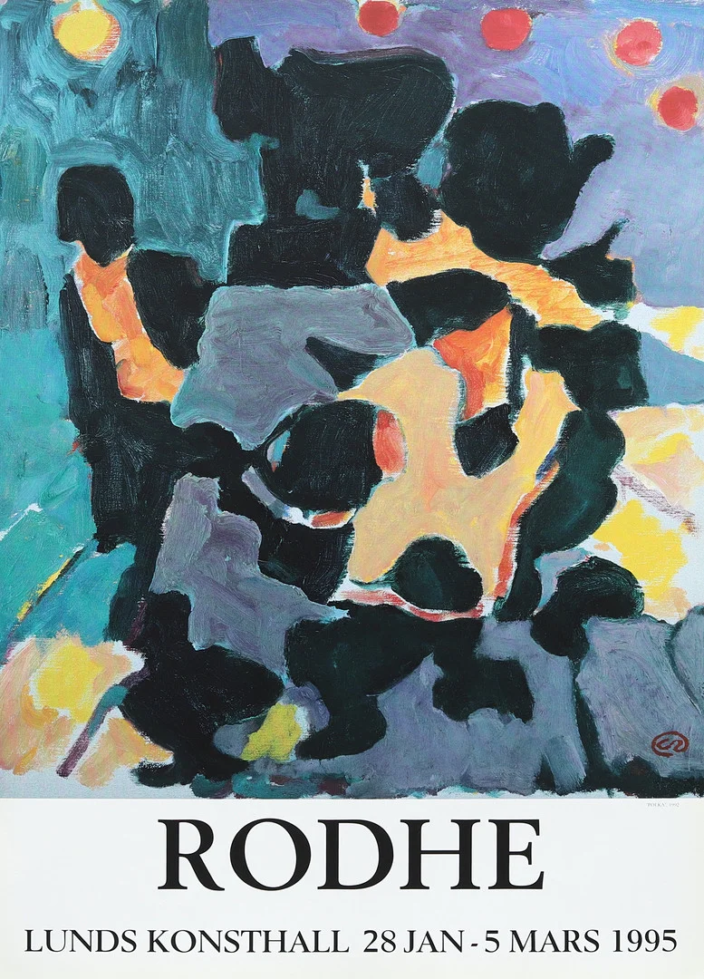 LENNART RODHE. Utställningsaffisch "Polka", Lunds Konsthall 1995. — Engravings & Prints — Garpenhus Auktioner