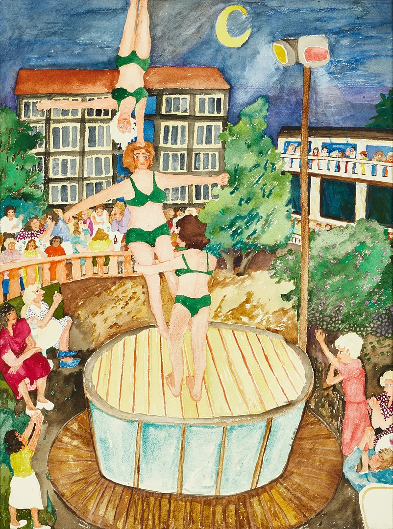 THELMA AULIO PAANANEN (1931–2019). Akrobater, signerad och daterad 1978–1991, akvarell. — Paintings — Crafoord Auktioner Stockholm