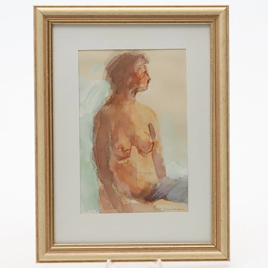 ELSE UHLMANN. AKVARELL, "Nakenmodell", signerad. — Paintings — Örebro Stadsauktioner