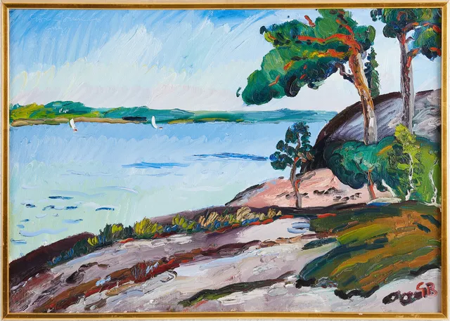 GÖRAN BRUNIUS. Skärgårdslandskap, olja på duk, signerad.