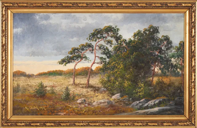 ANSHELM DAHL. Skogsmotiv med myr, olja på duk, signerad och daterad.
