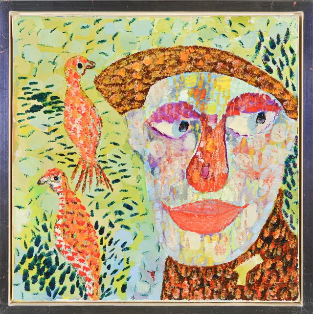 Seppo Mattinen. Composition with face and birds