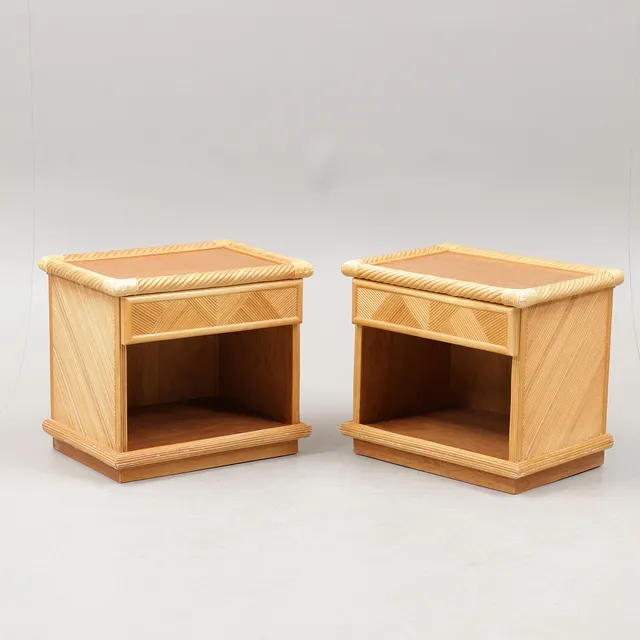 SÄNGBORD, ett par, rotting/teak, 1970/80-tal.