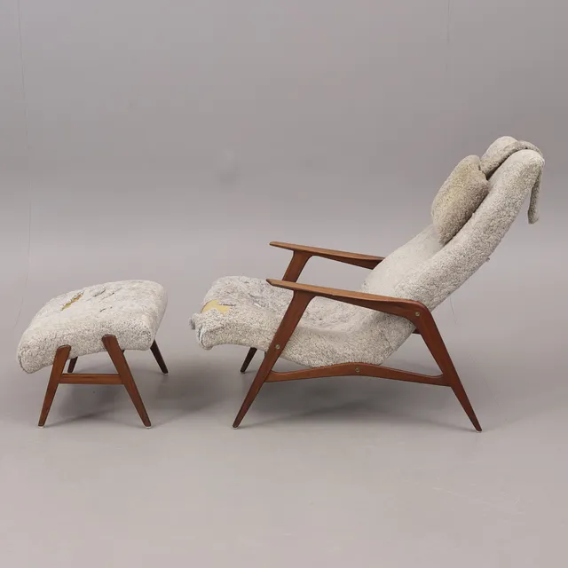 FÅTÖLJ med FOTPALL, "Siesta", Jio Möbler, 1960-tal.