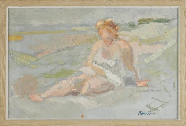 FRITZ HOLMER (1906-1967). Modellstudie, sittande modell, olja på duk, signerad Holmer.