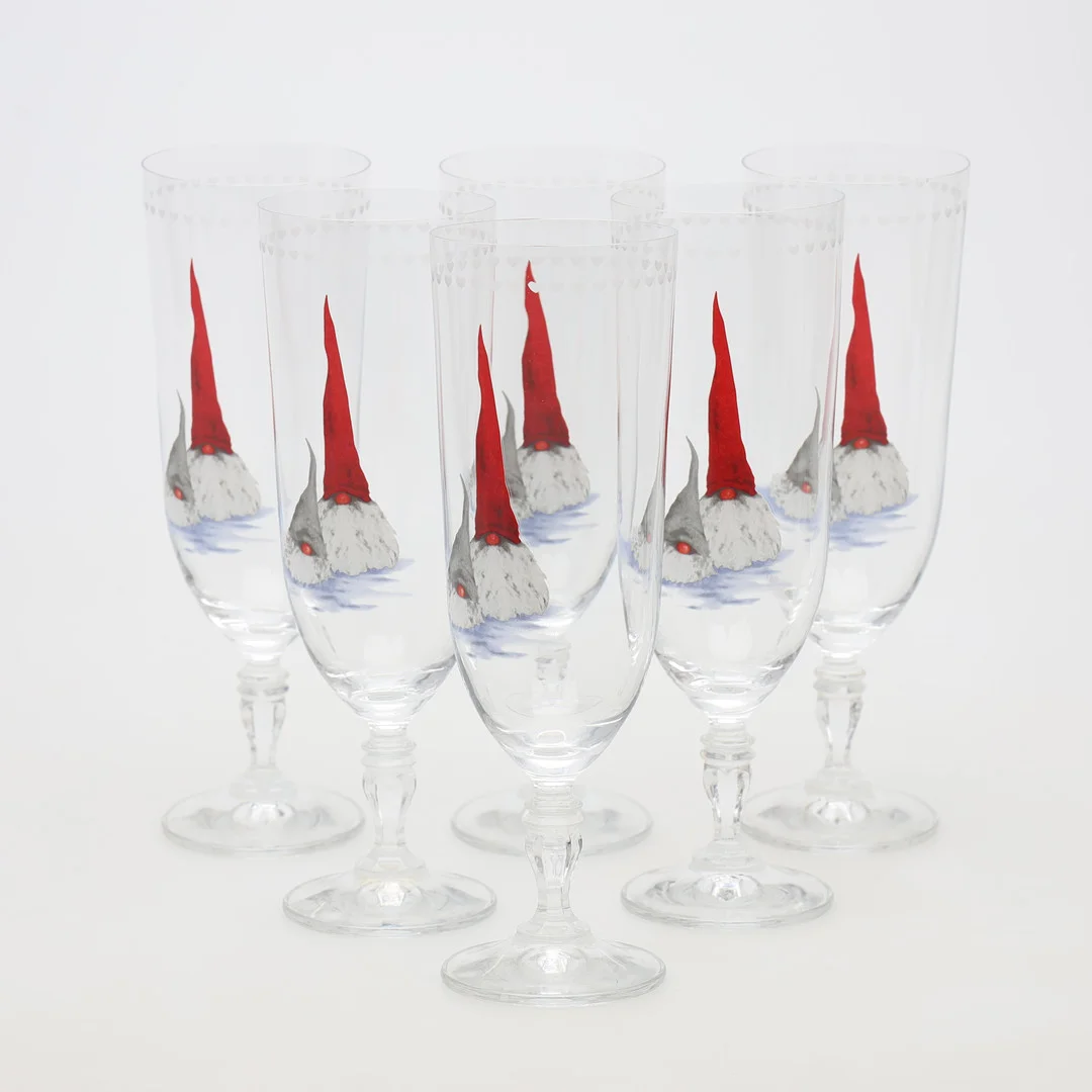 ANNE ROOSLIEN. ÖLGLAS, 6 stycken, "Åsas tomtebod", Fyrklövern. — Utility glass — Borås Auktionshall