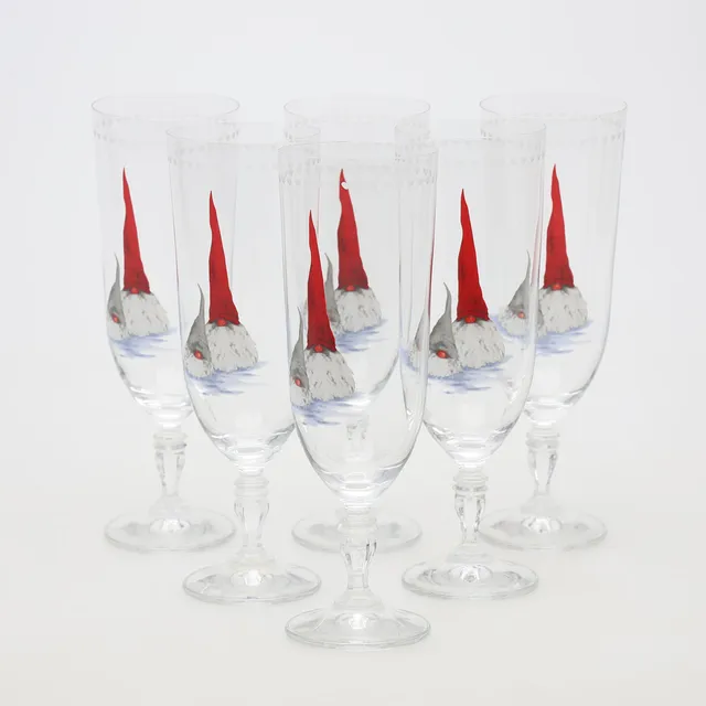 ANNE ROOSLIEN. ÖLGLAS, 6 stycken, "Åsas tomtebod", Fyrklövern.