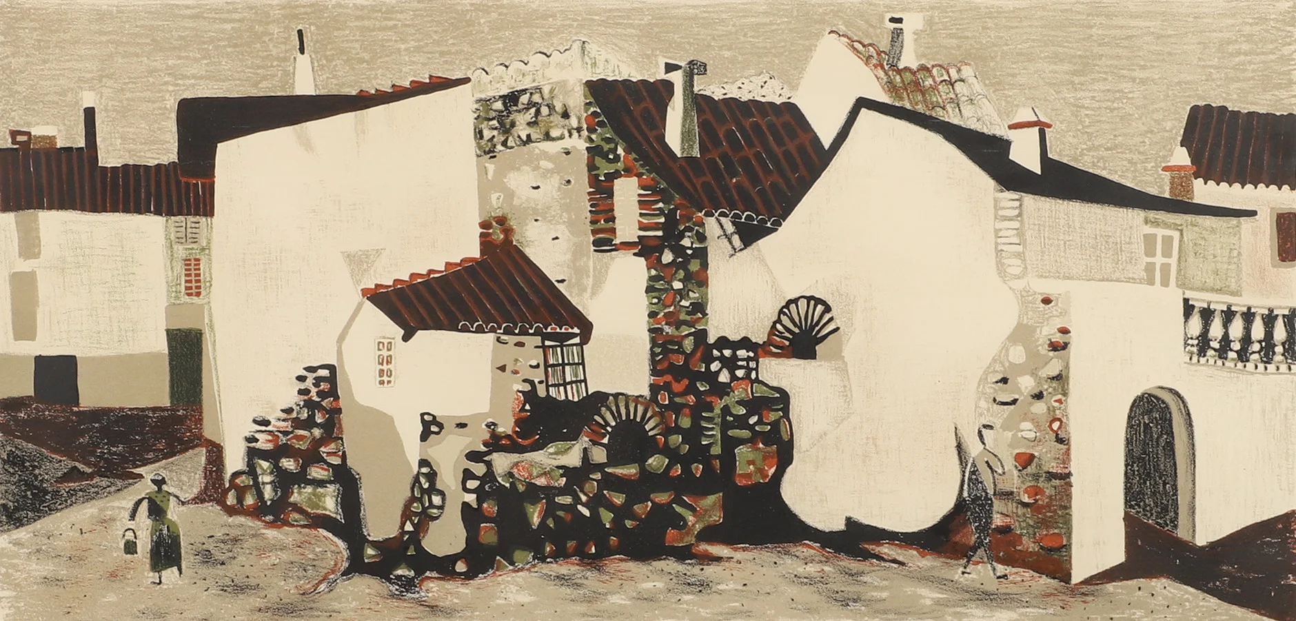 RUNE HAGMAN. Bymotiv, färglitografi, signerad R. Hagman. — Engravings & Prints — Helsingborgs Auktionskammare