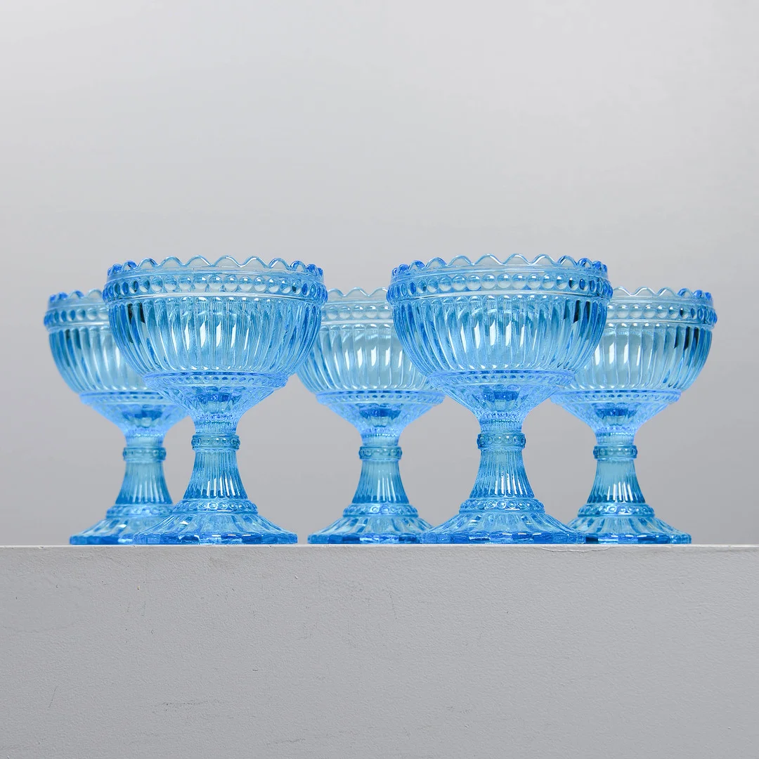 ARMI RATIA. Skål på fot, 5 st, "Mariskooli", Marimekko/Iittala, Finland. — Utility glass — Formstad Auktioner