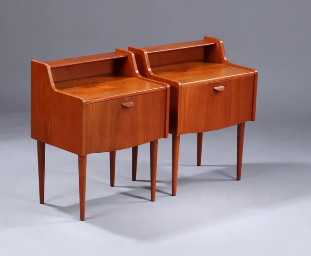 Dansk møbelproducent. Et par natborde, teak, 1960'erne (2)