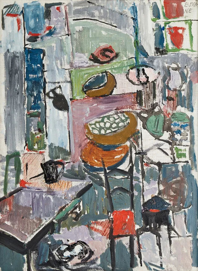BARBRO BRÅNE (1925-1989). Interiör, signerad B.BRÅNE, olja på duk.