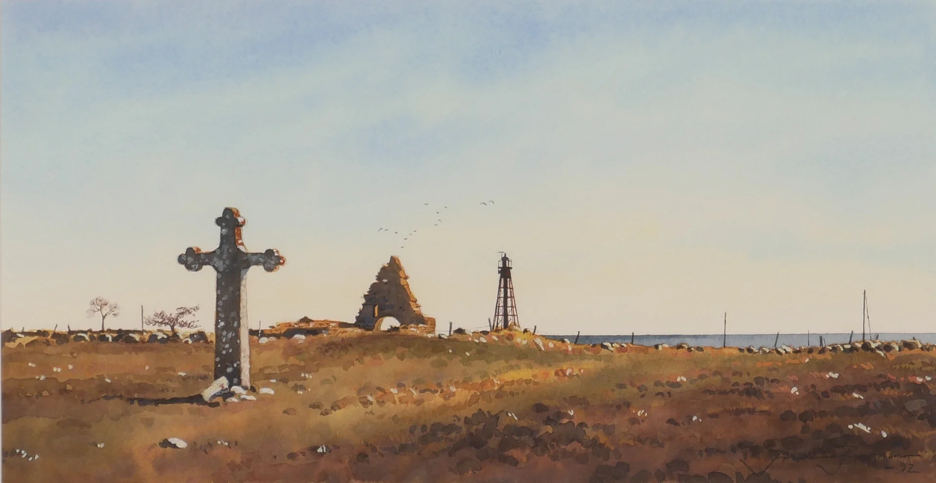 JOHAN PERSSON. "Kapelludden, Öland", akvarell, signerad Johan Persson -92. — Paintings — Auktionsfirma Kenneth Svensson i Kalmar