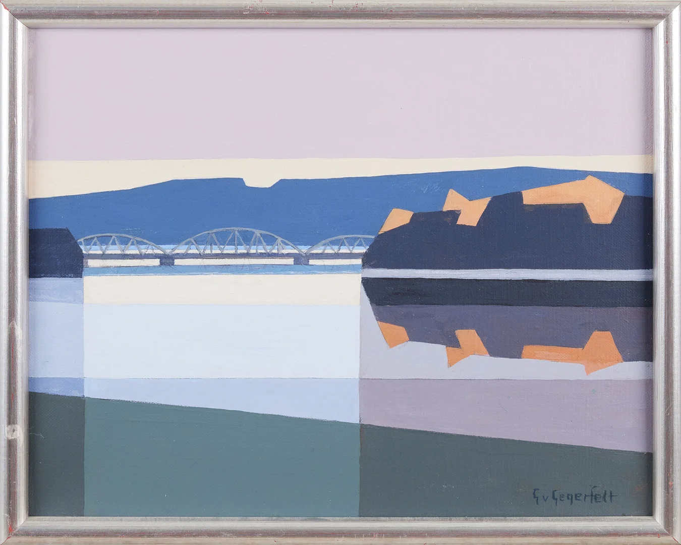 GUNNAR VON GEGERFELT. Bro över älv, olja på duk, signerad G.v Gegerfelt. — Paintings — Stockholms Auktionsverk Magasin 5