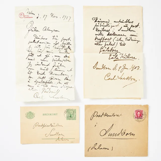 CARL LARSSON. CARL LARSSON, 2 BREV, 1 BREVKORT, 1903, 1916 och 1917, samtliga signerade.