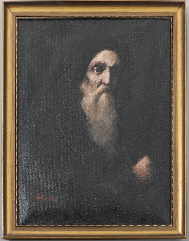 JOHAN LEKSELL. olja på duk, signerad Leksell , porträtt.