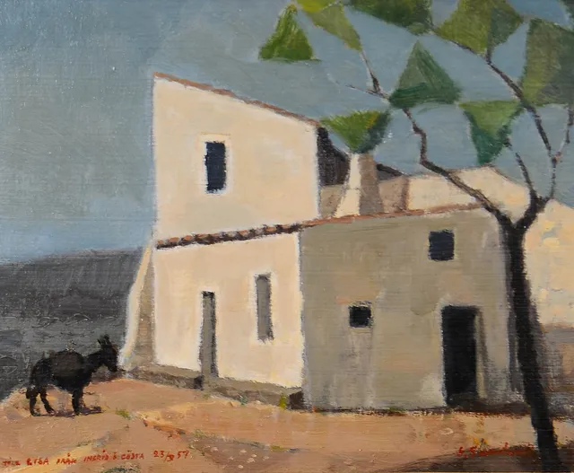 GÖSTA SUNDVALL. "Mont Juich Barcelona", olja på pannå, signerad.