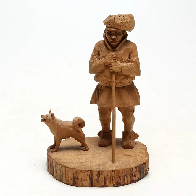 BENGT FRANSSON. SKULPTUR, trä, "Lapp-stav å hund" signerad 1968.