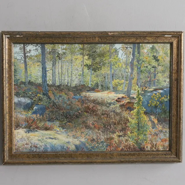 GUNNAR WIDFORSS. AKVARELL, skogsparti, signerad, daterad 1917.