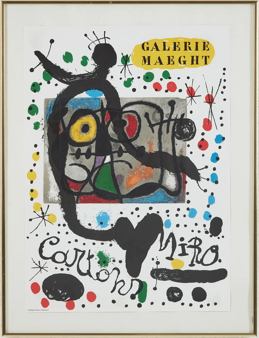 JOAN MIRÓ. EFTER. "Cartons", affisch, Galerie Maeght Paris, Frankrike. — Engravings & Prints — Stockholms Auktionsverk Magasin 5