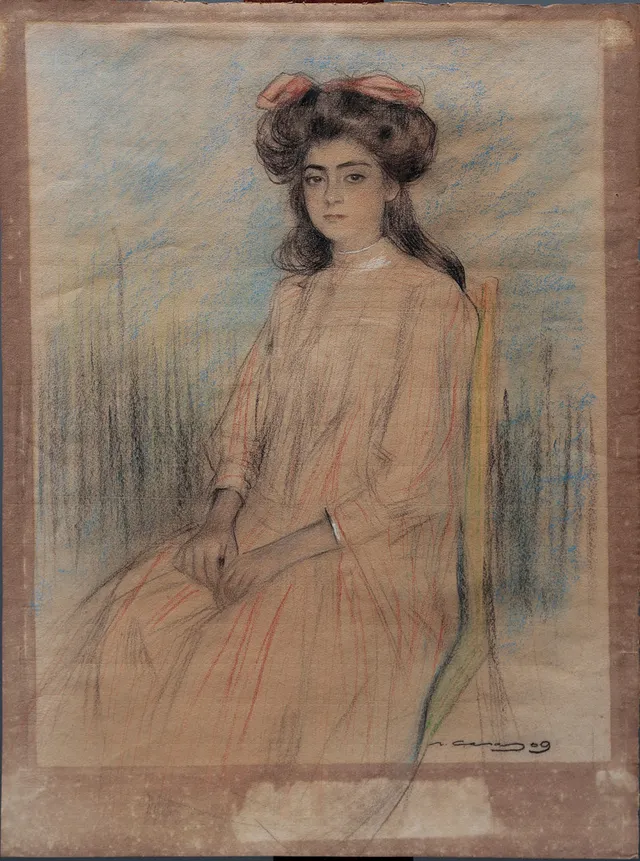 RAMON CASAS. Portrait of a girl.