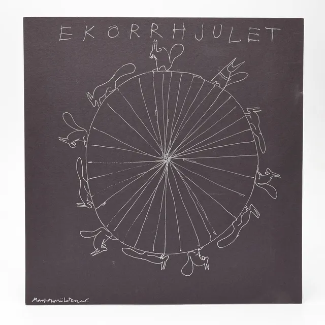 MARTIN MÖLDENER. "Ekorrhjulet", silverpenna på svart passepartout, signerad.
