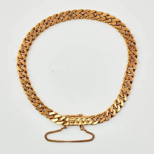 ARMBAND, 18 k guld, manglad pansarlänk, Stockholm 1945.
