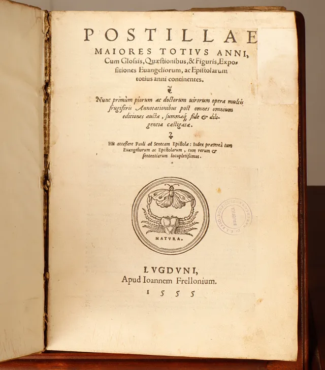 Guillaume de Paris, “Postillae maiores totius anni, cum glossis, questionibus et figuris”, Lyon, Jean Frellon, 1555.