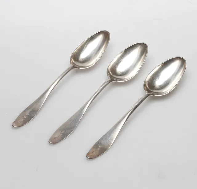 MATSKEDAR, 3 st, silver, Jacob Blomsterwall, Göteborg 1800, vikt ca. 183,5 gram.