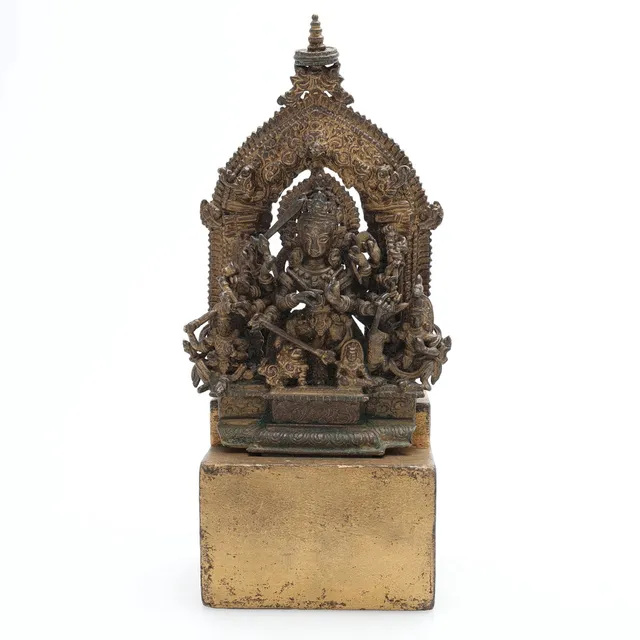 DEL AV ALTARUPPSÄTTNING, DURGA, Nepal, kopparlegering, 1700-tal.