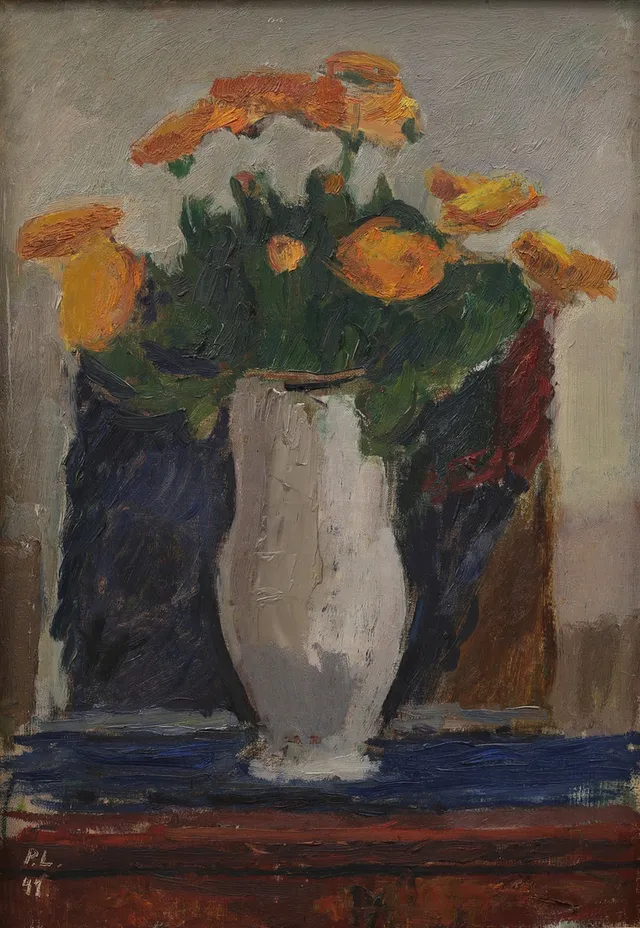 PER LINDEKRANTZ (1913-1994). "Ringblommor", olja på duk, signerad P L och daterad -41.