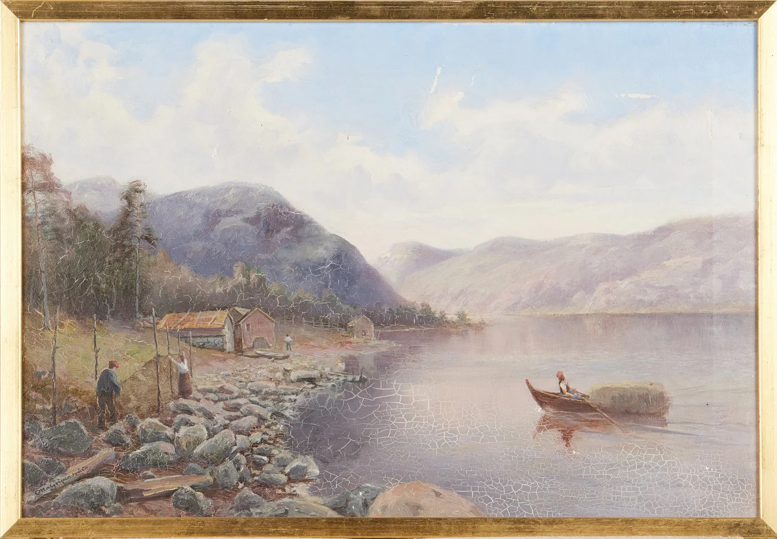 OTTO GRIPENSVÄRD (1847-1933). Fiskare vid sjö, olja på duk, signerad Otto Gripensvärd. — Paintings — Stockholms Auktionsverk Magasin 5
