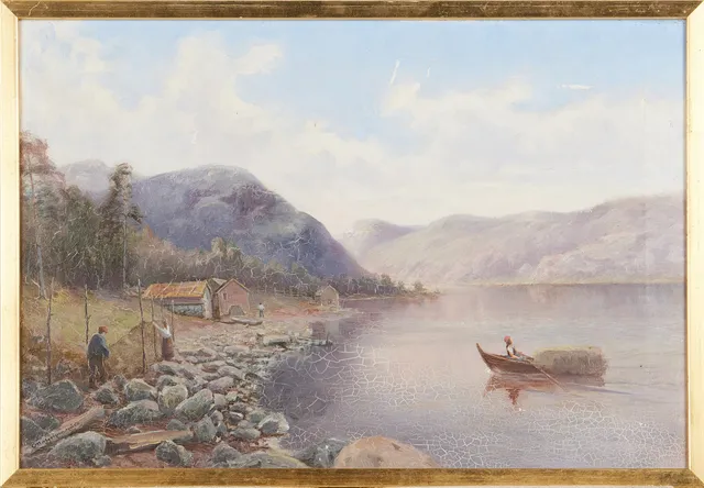 OTTO GRIPENSVÄRD (1847-1933). Fiskare vid sjö, olja på duk, signerad Otto Gripensvärd.