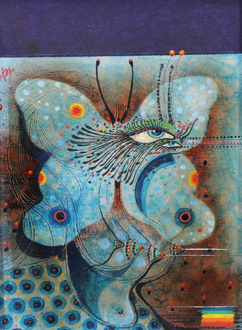ARDY STRÜWER. "Papillon Enchanté", olja på duk, signerad och daterad a tergo 1995. — Paintings — Växjö Auktionskammare