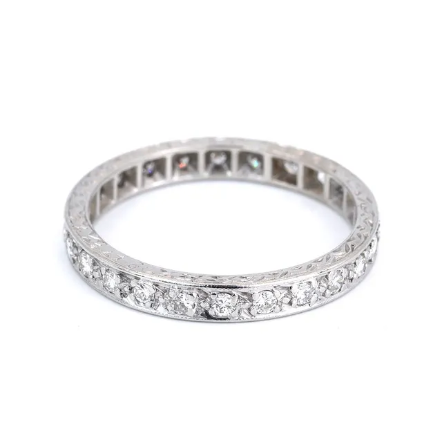 PALLADIUM DIAMOND ETERNITY RING.