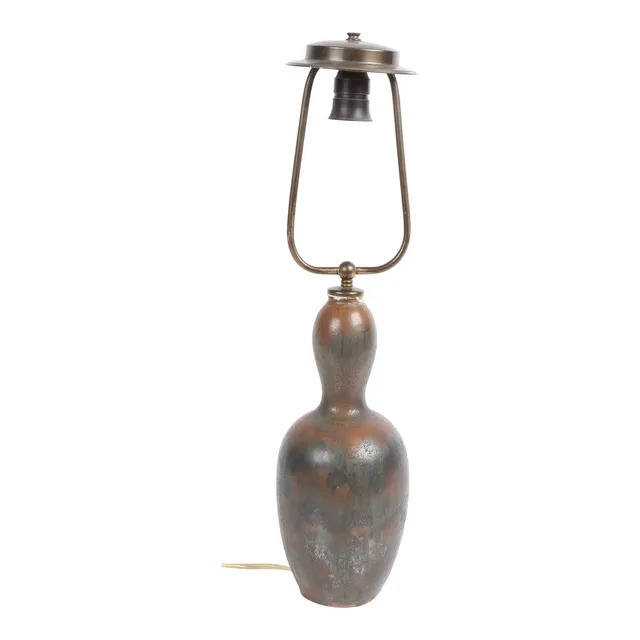 CARL HALIER (1873-1948). Royal Copenhagen. Gourdformet bordlampe af stentøj, 1935.