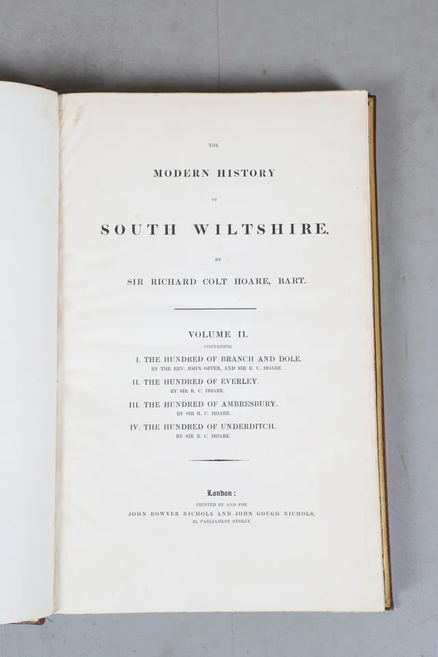 RICHARD COLT HOARE. The History of Modern Wiltshire, 4 Volumes, 1822-43.
