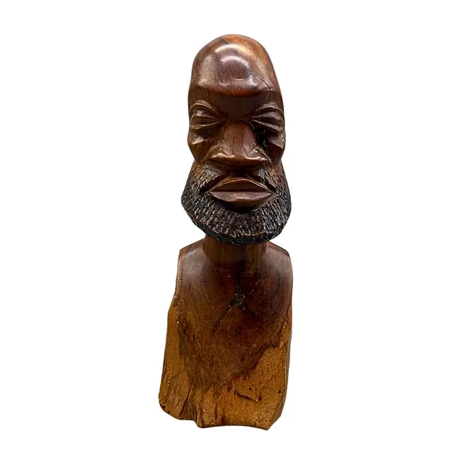 AFRIKANISCHE HOLZBÜSTE - MANN MIT BART.