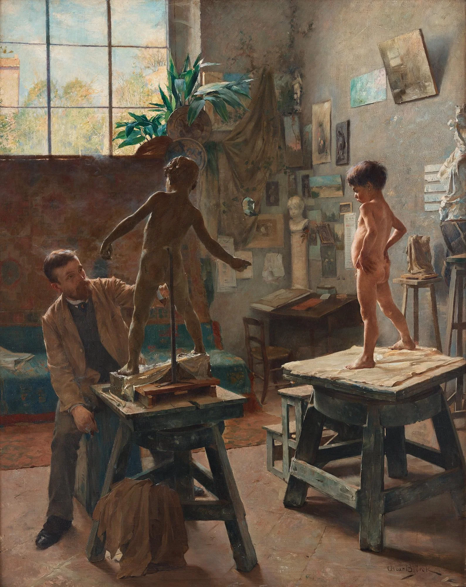 Oscar Björck, "I bildhuggarateliern". — Bukowskis
