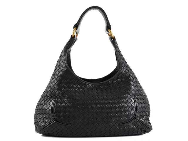 VÄSKA, BOTTEGA VENETA, Intrecciato, svart flätat läder, detaljer i gulmetall, 38x20x10 cm, dustbag.