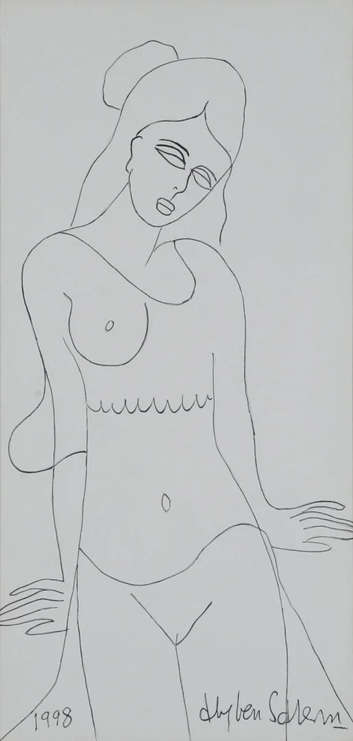 ALY BEN SALEM. tusch på papper, signerad och daterad 1998. — Paintings — Gomér & Andersson Norrköping