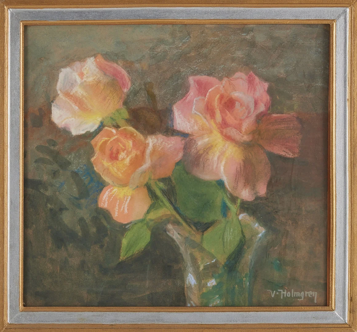 VILHELM HOLMGREN (1863-1943). Blomsterstilleben, pastell, signerad V. Holmgren. — Paintings — Stockholms Auktionsverk Magasin 5