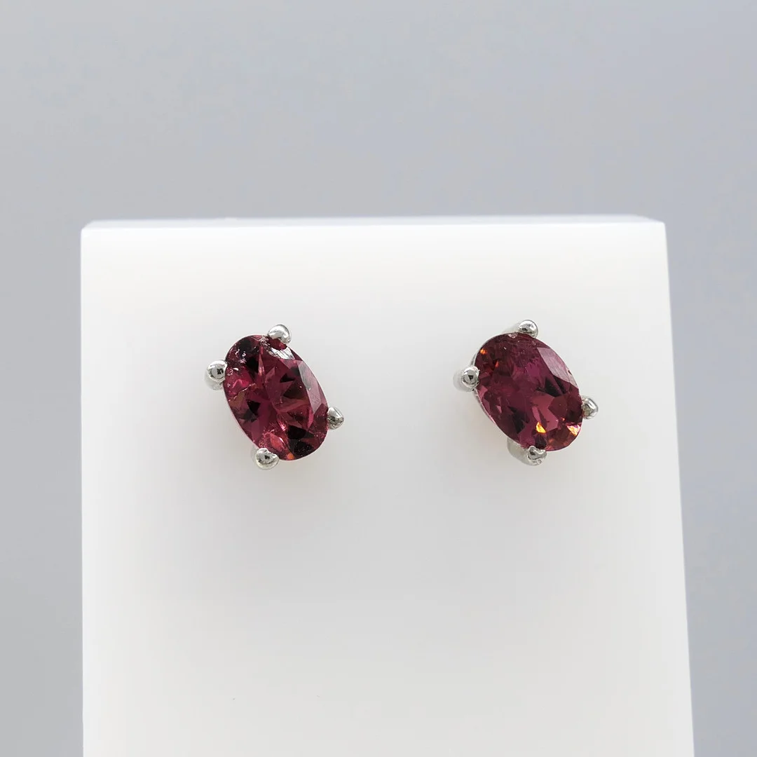 PINK TOURMALINE silver studs. — Earrings — Rumsey’s Auctioneers