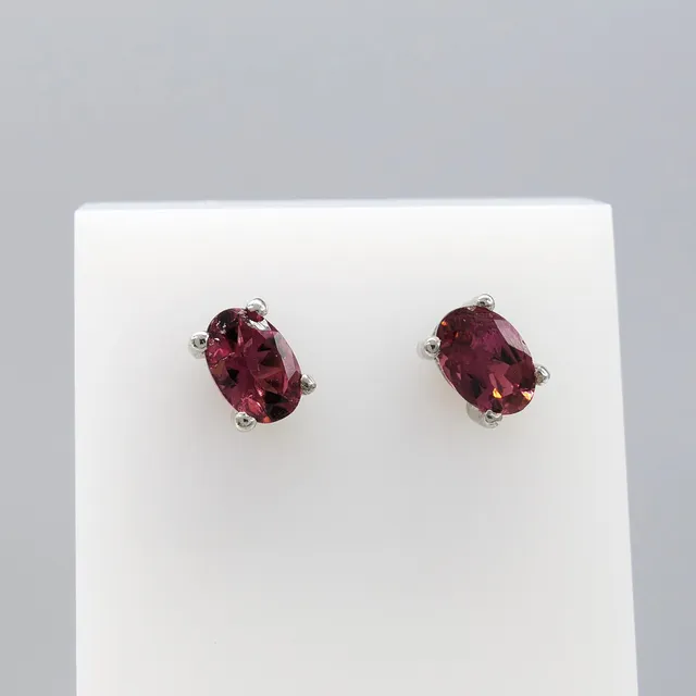PINK TOURMALINE silver studs.