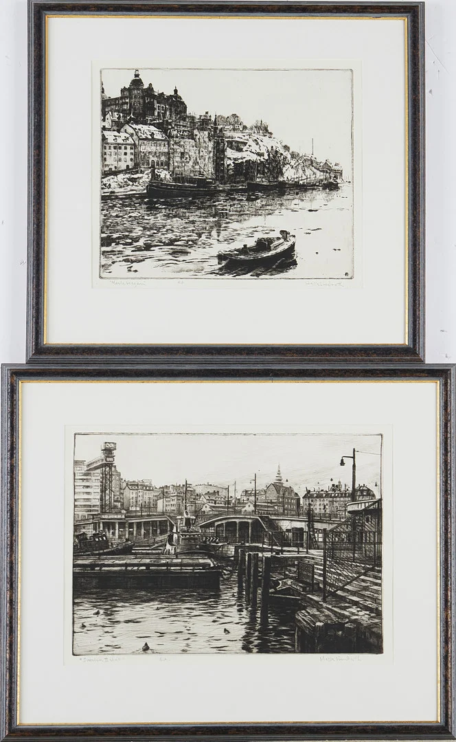 HASSE LINDROTH (född 1938): (2) Motiv från Slussen, etsningar, signerade, E.A. — Engravings & Prints — Stockholms Auktionsverk Magasin 5
