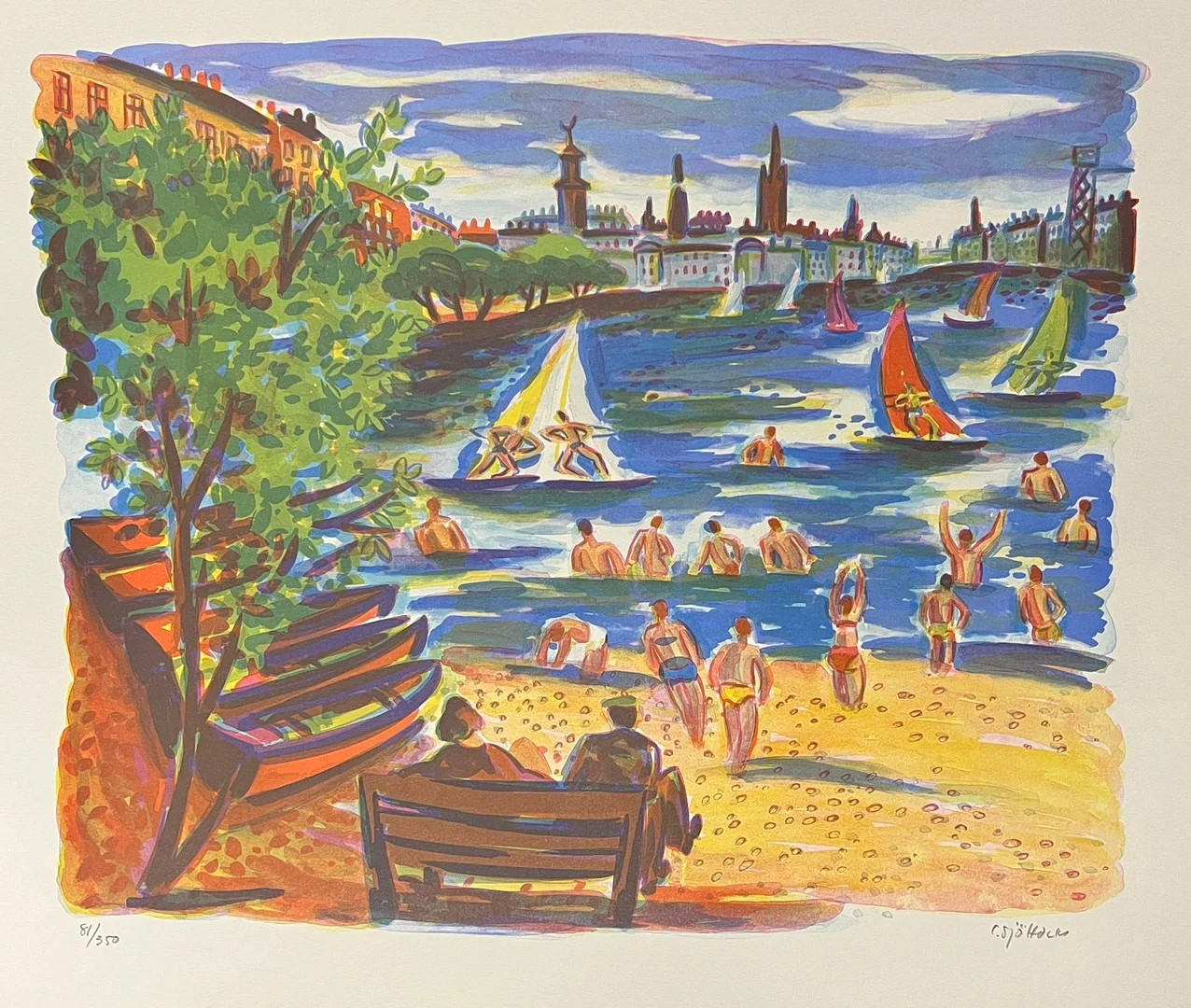 CHARLES SJÖHOLM. Färglitografi. — Engravings & Prints — Halmstads Auktionskammare